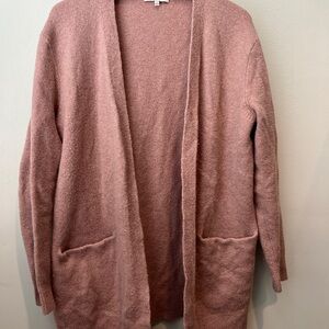 Rose colored open front cardigan